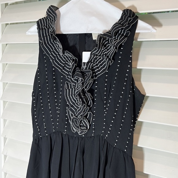 KATE SPADE ♠️  Silk Dress   2 Black Ruffles Sleeveless AND embroidered EUC - Picture 3 of 12